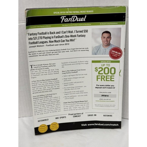 Hub Arkush’s Pro Football Now Fantasy Football Magazine Guide 2014-Preow… - Picture 2 of 4